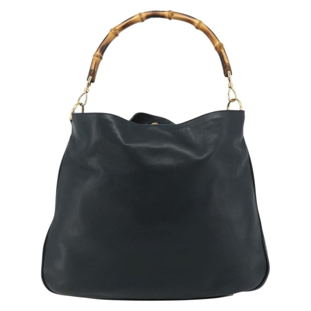 Gucci Bamboo Leather Shoulder Bag Black